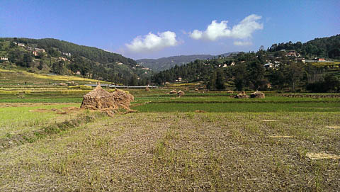 Fields and hills a few kilometers outside Bhaktapur