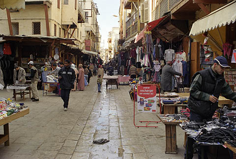 Busy commercial street, Fes-al-Jdid, Morocco