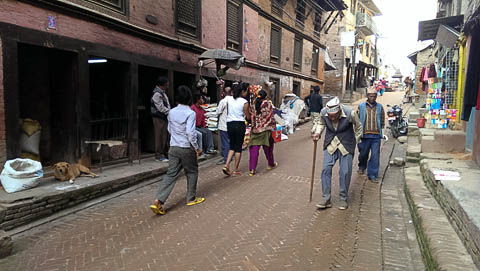 Even very old people in Bhaktapur still get around on foot