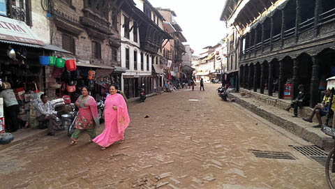 During a general strike in Bhaktapur there were few people on the street