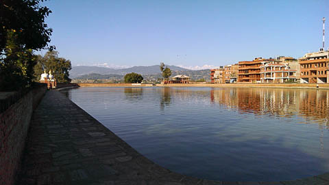 One of many artificial ponds in the Kathmandu Valley